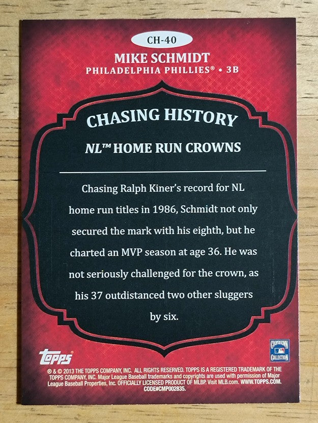 2013 Topps Chasing History #CH40 Mike Schmidt