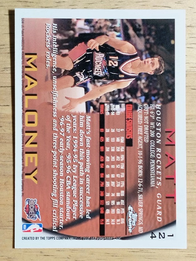 1996-97 Topps Chrome #124 Matt Maloney RC