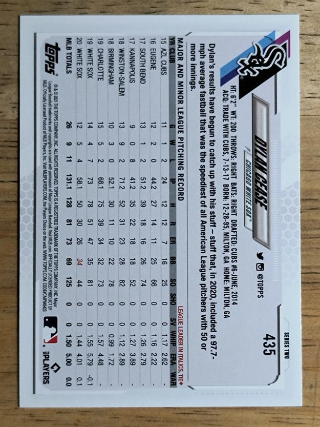 2021 Topps #435 Dylan Cease FS