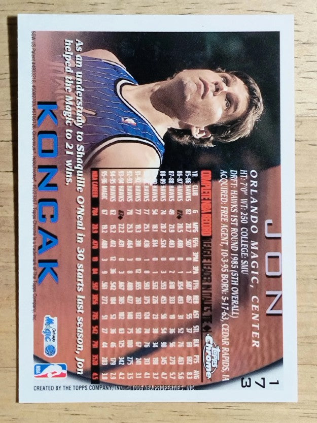 1996-97 Topps Chrome #173 Jon Koncak