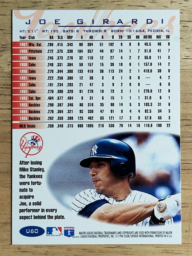1996 Fleer Update Tiffany #U60 Joe Girardi