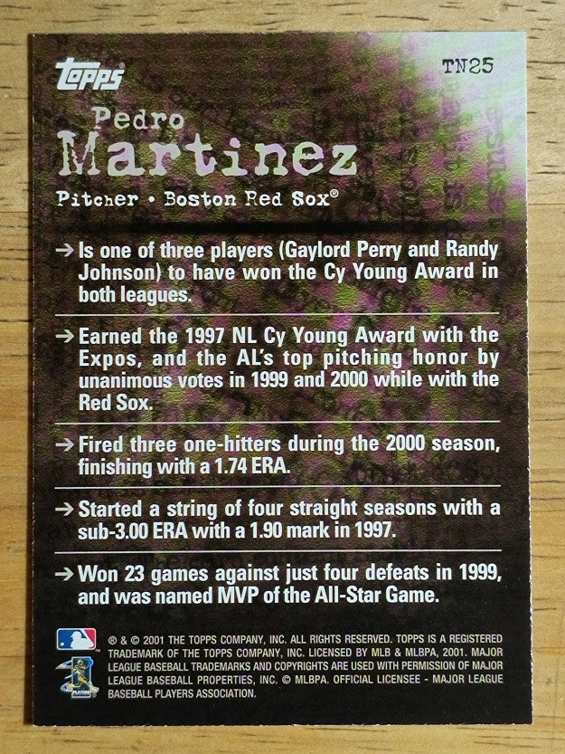 2001 Topps Noteworthy #TN25 Pedro Martinez