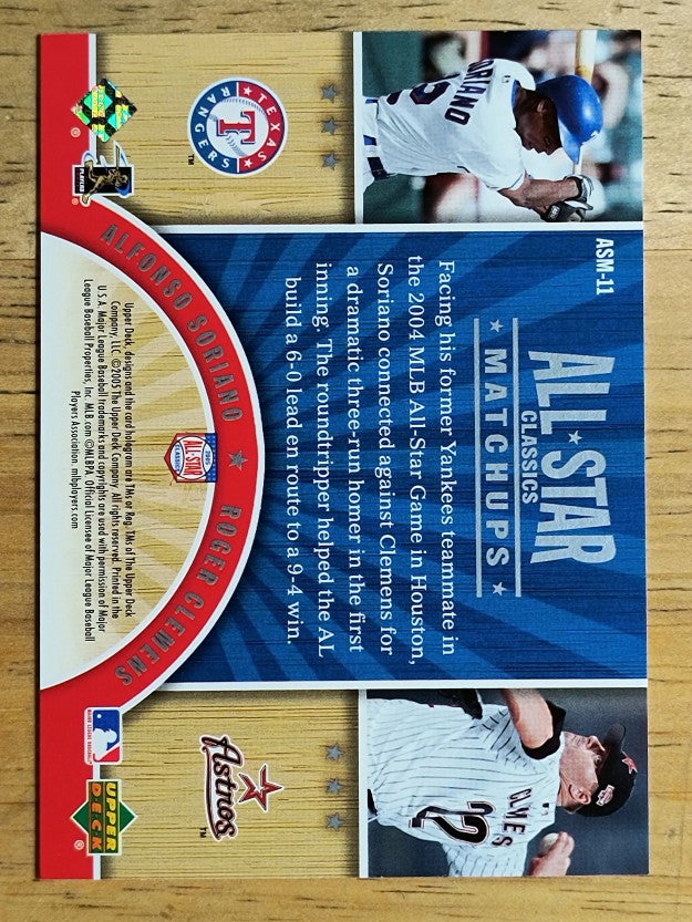2005 UD All-Star Classics Matchups #11 Alfonso Soriano/Roger Clemens