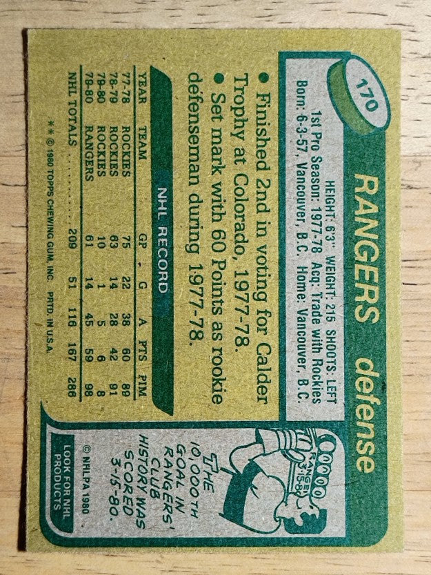 1980-81 Topps #170 Barry Beck (EXMT)