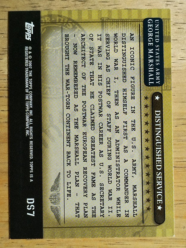2007 Topps Distinguished Service #DS7 George Marshall