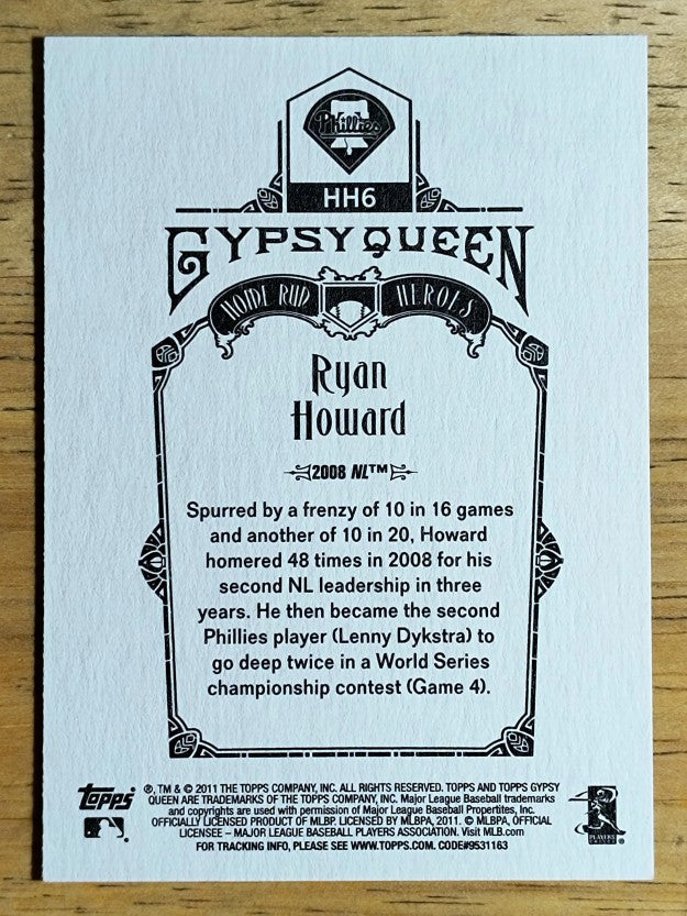 2011 Topps Gypsy Queen Home Run Heroes #HH6 Ryan Howard