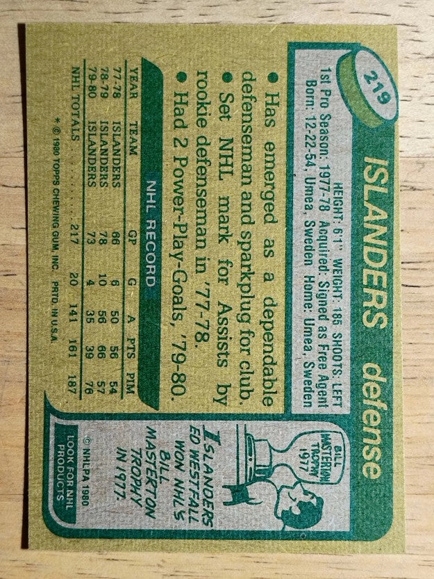 1980-81 Topps #219 Stefan Persson (EXMT)