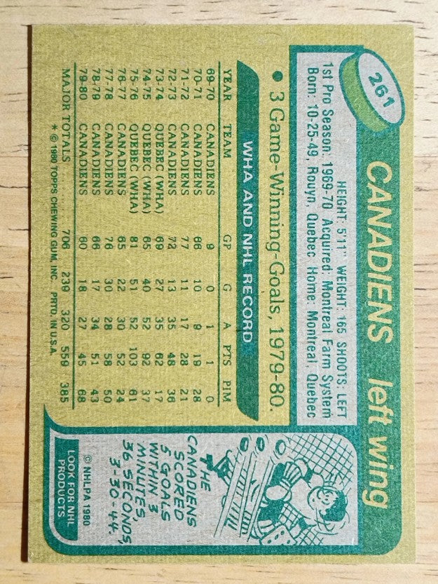 1980-81 Topps #261 Rejean Houle (NM)
