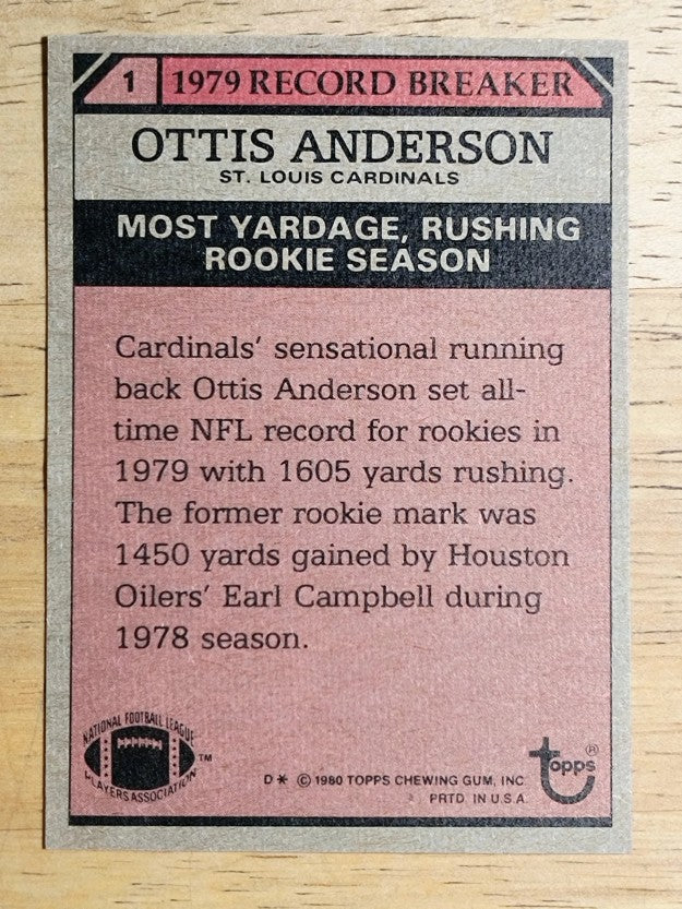 1980 Topps #1 Ottis Anderson RB (EX)