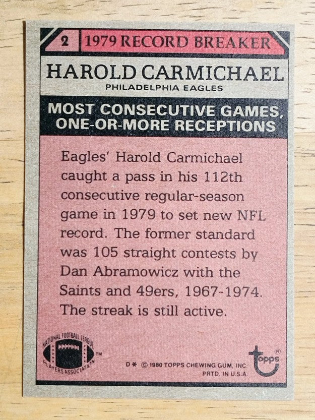 1980 Topps #2 Harold Carmichael RB (EX)