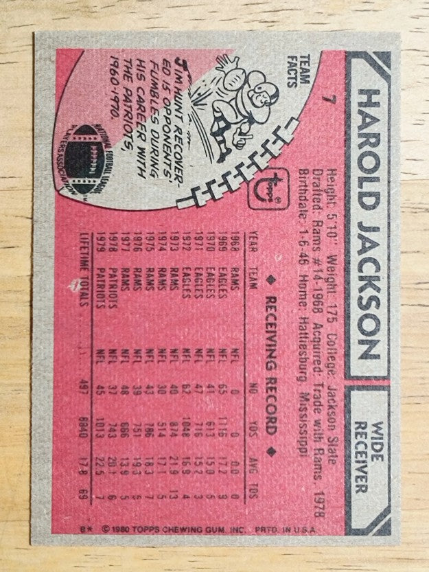 1980 Topps #7 Harold Jackson (EXMT)