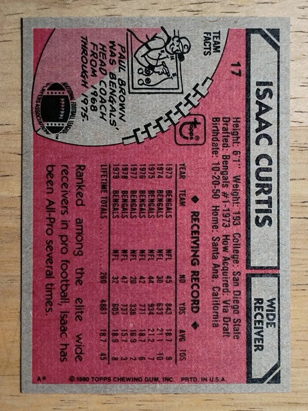 1980 Topps #17 Isaac Curtis (EXMT)