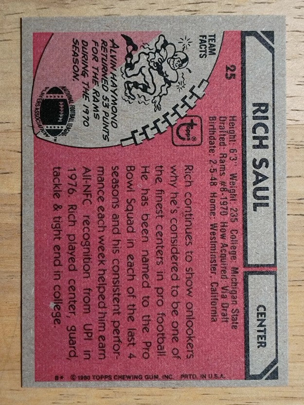 1980 Topps #25 Rich Saul AP (EXMT)