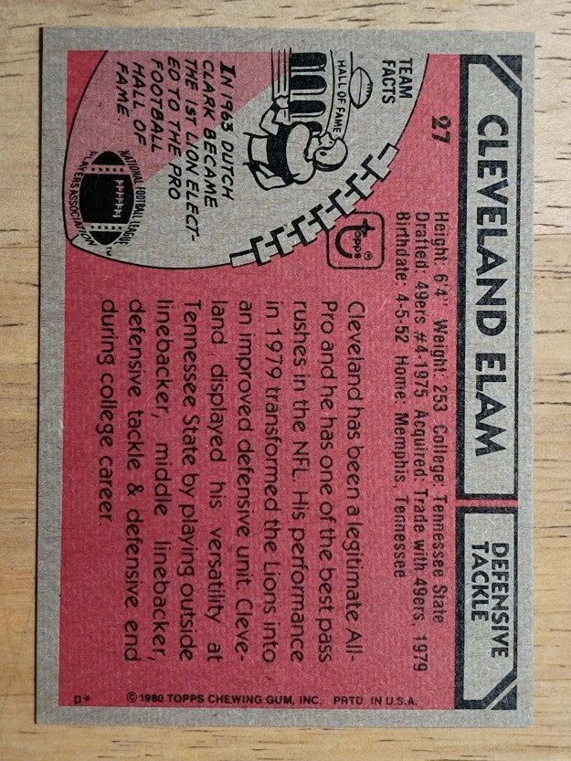 1980 Topps #27 Cleveland Elam (EXMT)