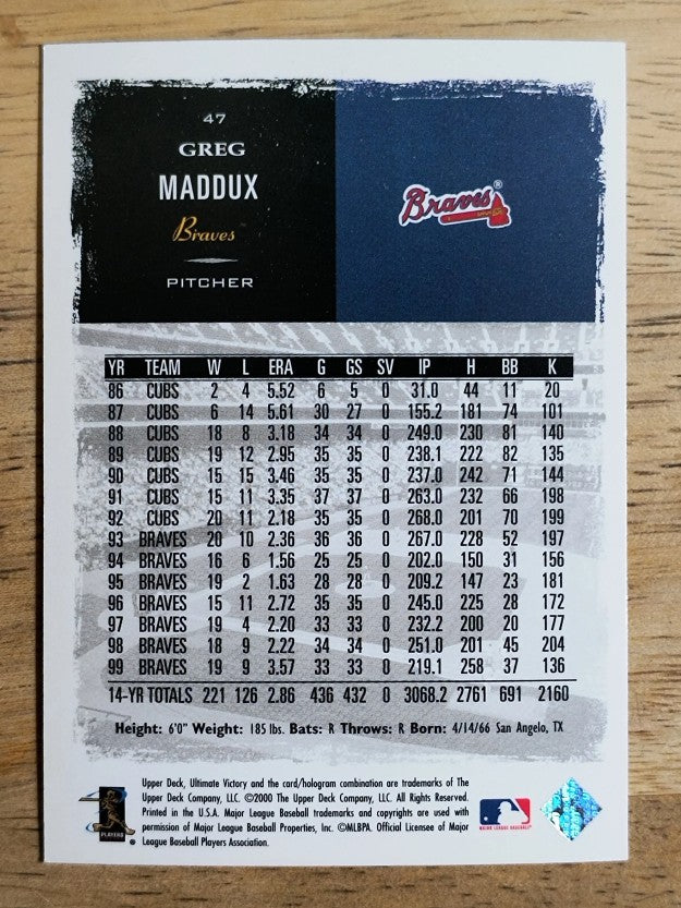 2000 Ultimate Victory #47 Greg Maddux