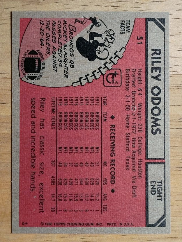 1980 Topps #51 Riley Odoms (NM)