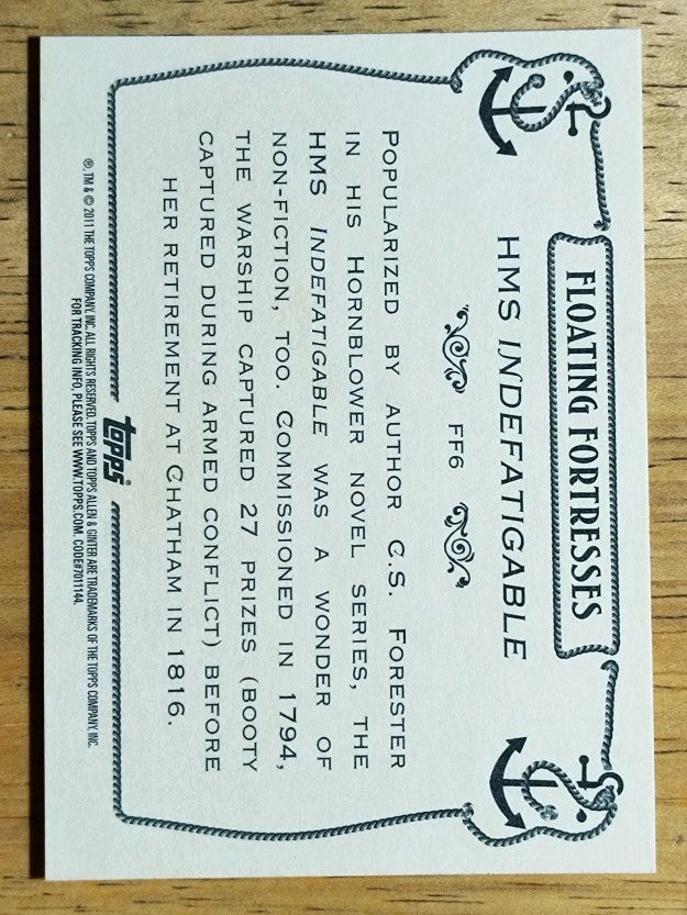 2011 Topps Allen and Ginter Floating Fortresses #FF6 HMS Indefatigable