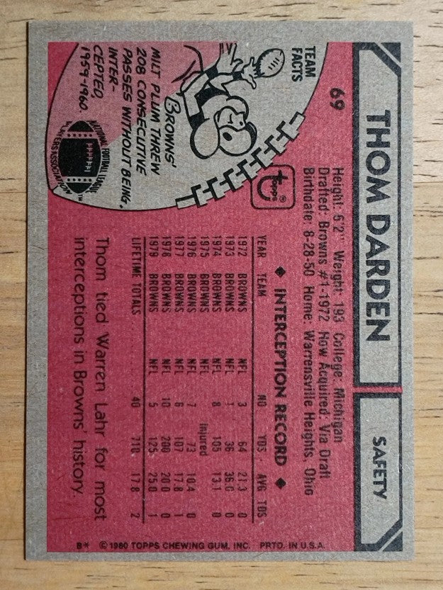 1980 Topps #69 Thom Darden (NM)