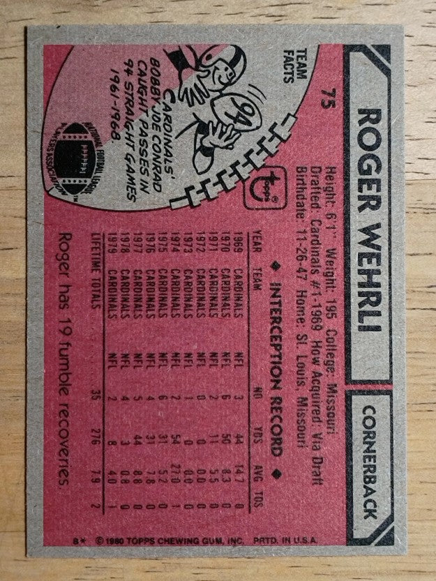 1980 Topps #75 Roger Wehrli AP (EXMT)