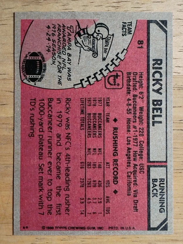 1980 Topps #81 Ricky Bell (NM)