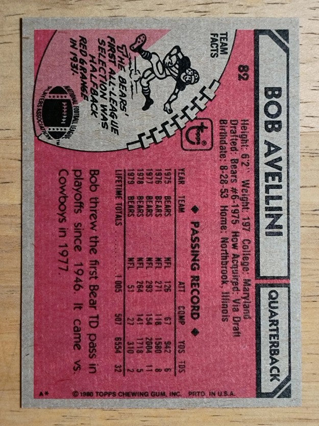 1980 Topps #82 Bob Avellini (NM)