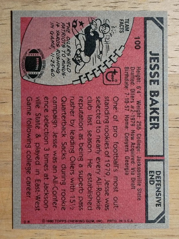 1980 Topps #100 Jesse Baker (MINT)