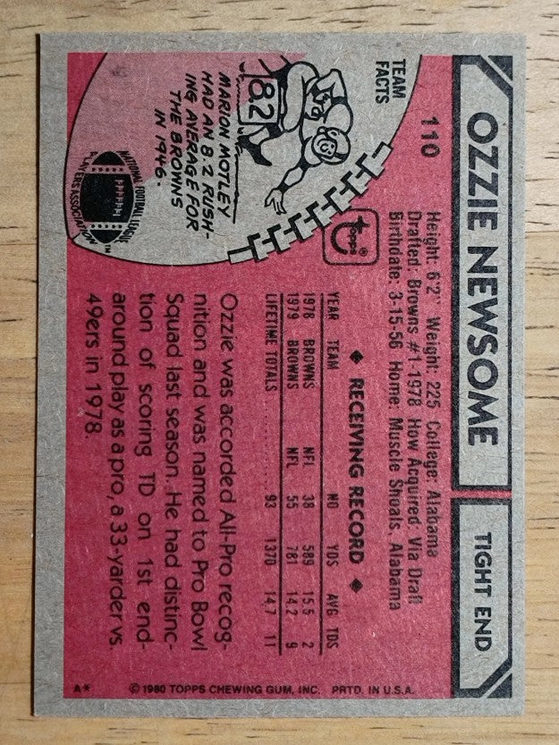 1980 Topps #110 Ozzie Newsome AP (NMMT)