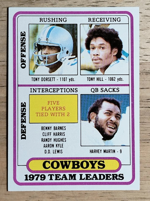 1980 Topps #113 Dallas Cowboys TL/Tony Dorsett/Tony Hill/Harvey Martin (MINT)
