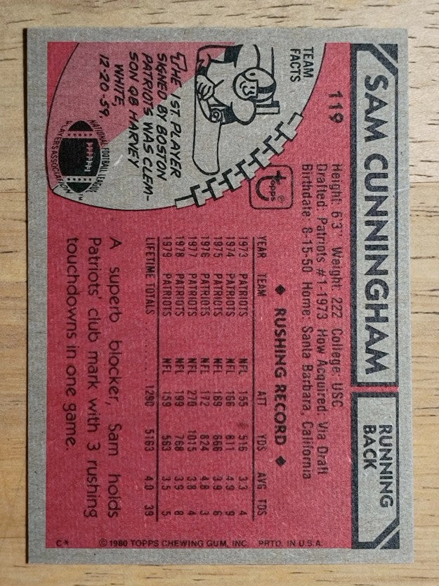 1980 Topps #119 Sam Cunningham (NM)