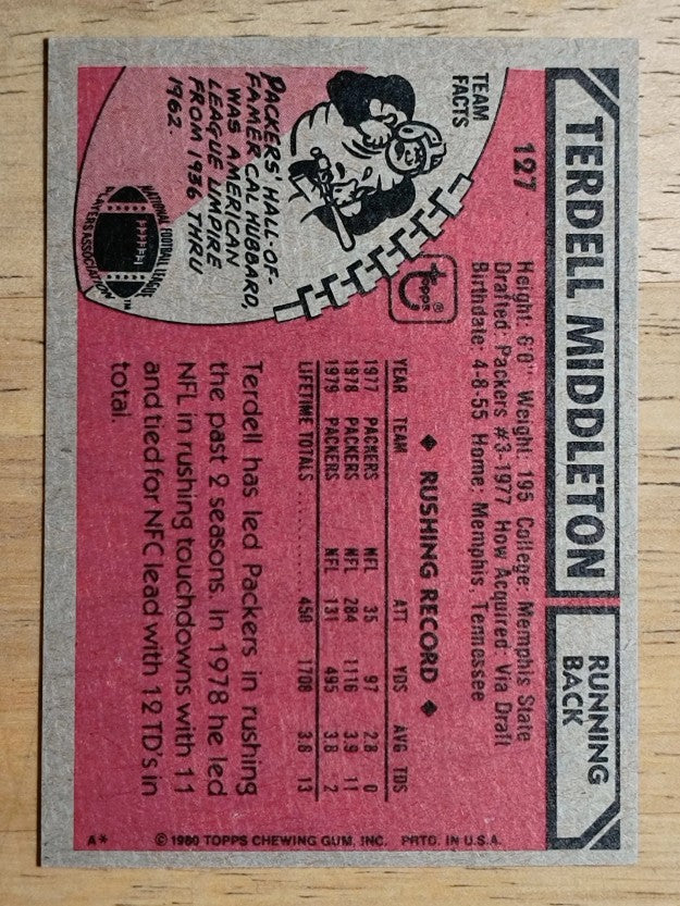 1980 Topps #127 Terdell Middleton (NMMT)