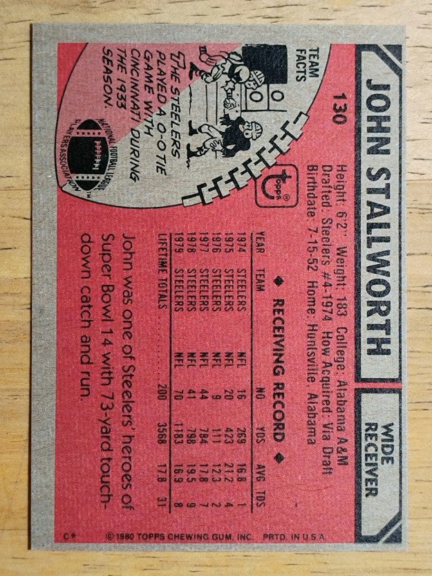 1980 Topps #130 John Stallworth AP (EXMT)