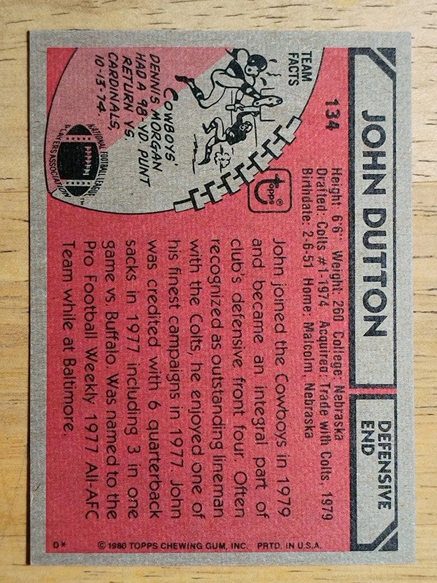 1980 Topps #134 John Dutton (NM)