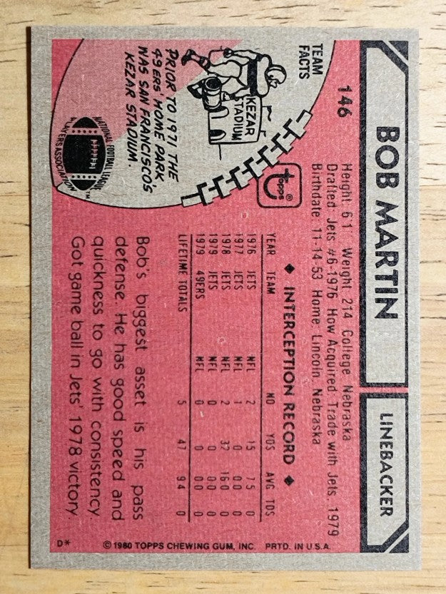 1980 Topps #146 Bob Martin (EXMT)