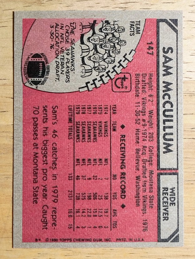 1980 Topps #147 Sam McCullum (NM)