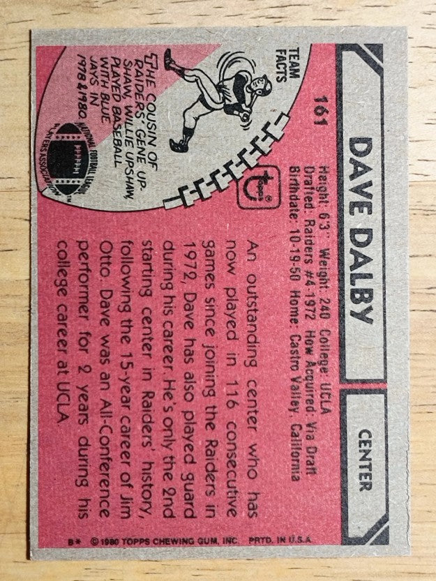 1980 Topps #161 Dave Dalby (EXMT)
