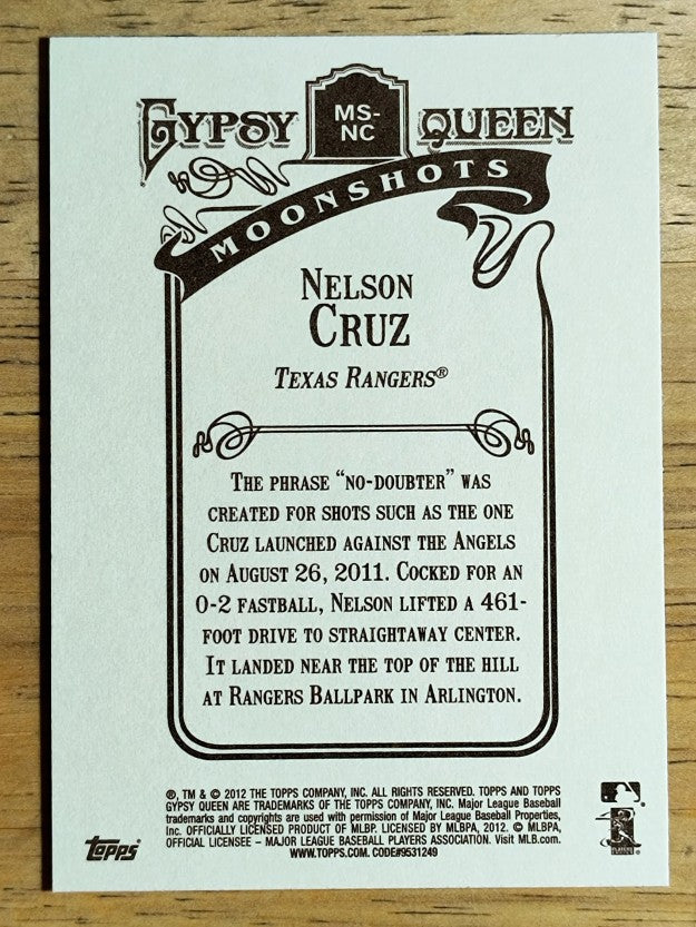 2012 Topps Gypsy Queen Moonshots #NC Nelson Cruz