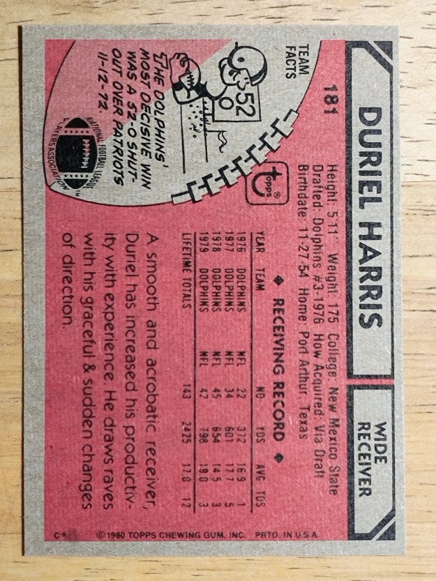 1980 Topps #181 Duriel Harris (NM)