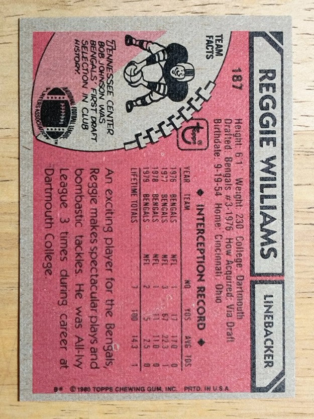1980 Topps #187 Reggie Williams (NM)