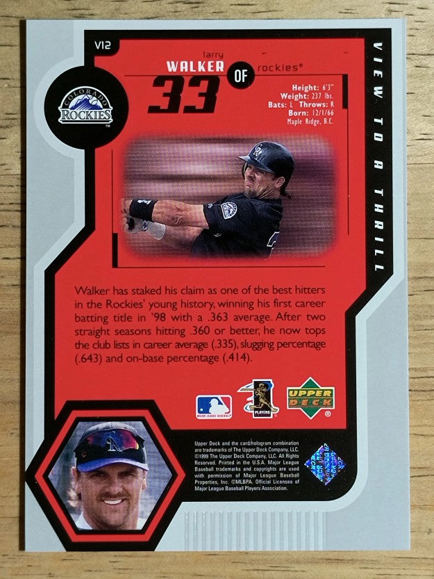 1999 Upper Deck View to a Thrill #V12 Larry Walker