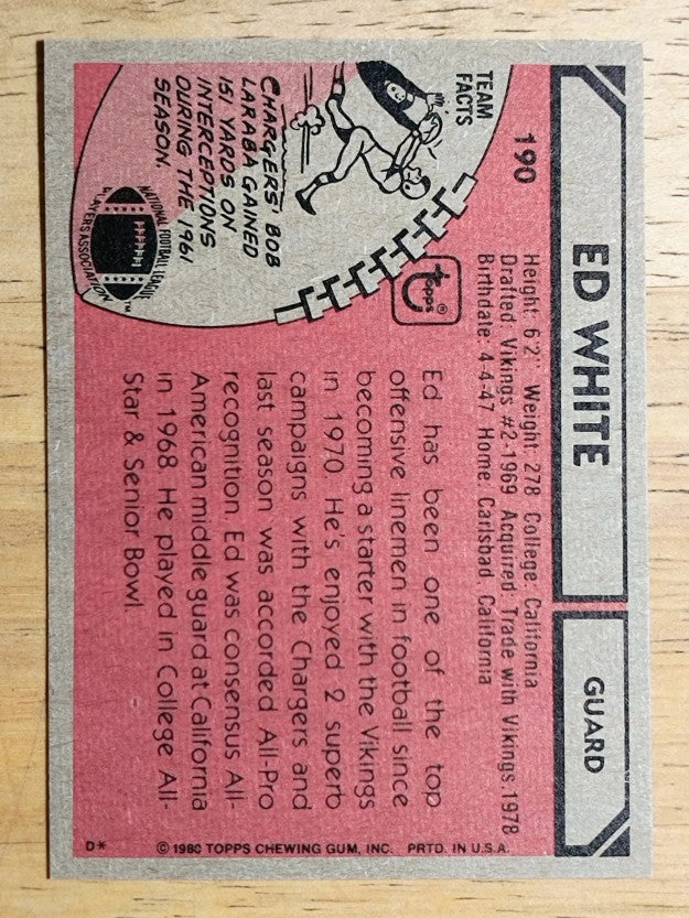 1980 Topps #190 Ed White AP (NMMT)
