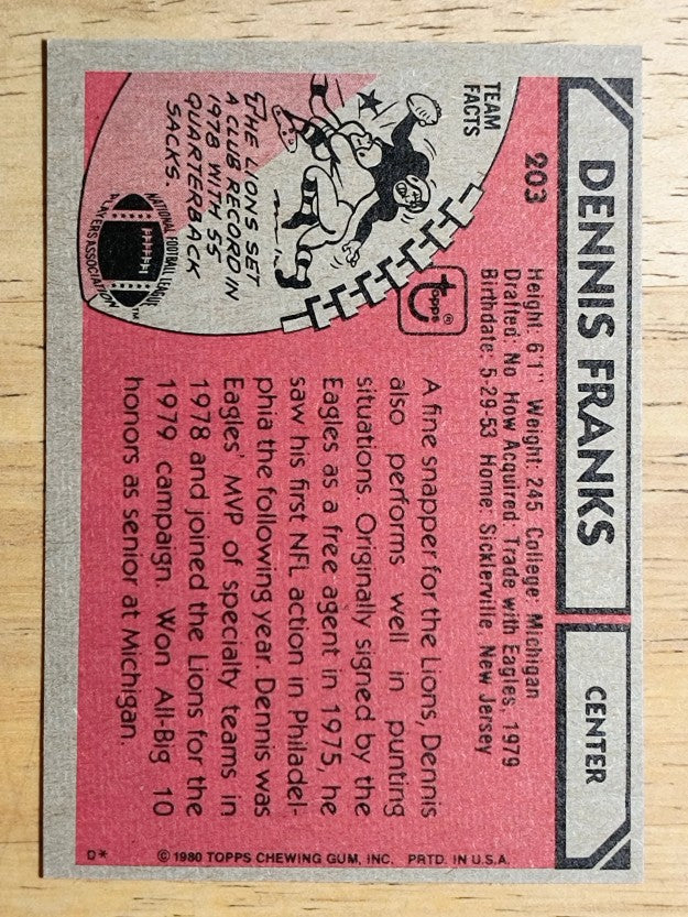 1980 Topps #203 Dennis Franks (EXMT)