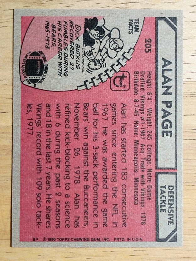 1980 Topps #205 Alan Page (NM)