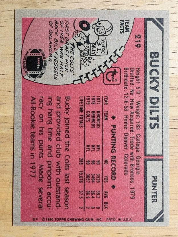 1980 Topps #219 Bucky Dilts (NM)