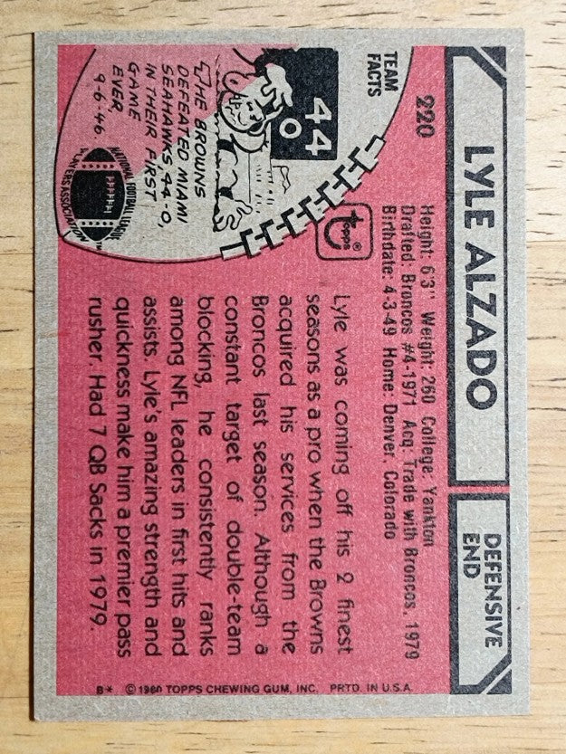 1980 Topps #220 Lyle Alzado (NM)
