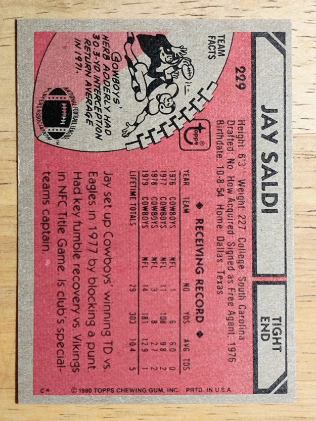 1980 Topps #229 Jay Saldi (NMMT)