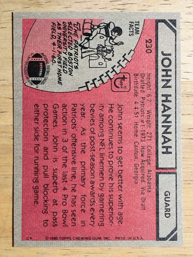 1980 Topps #230 John Hannah AP (EXMT)