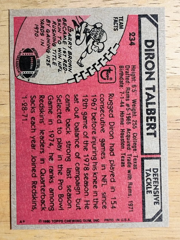 1980 Topps #234 Diron Talbert (EXMT)