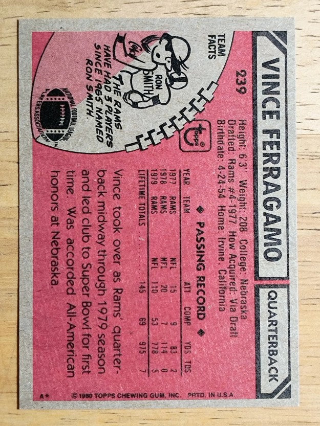 1980 Topps #239 Vince Ferragamo (NM)