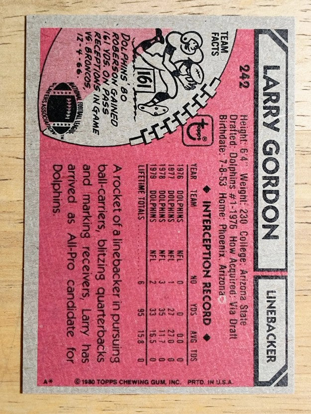 1980 Topps #242 Larry Gordon (MINT)