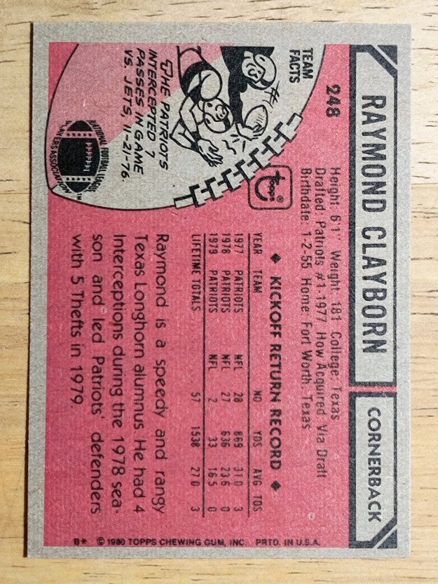 1980 Topps #248 Raymond Clayborn (EXMT)